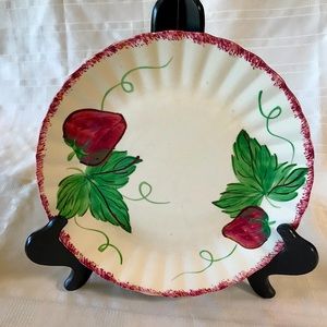 Rare, Blue Ridge Pottery, Berryville Strawberry Dinner Plate, Hand Painted